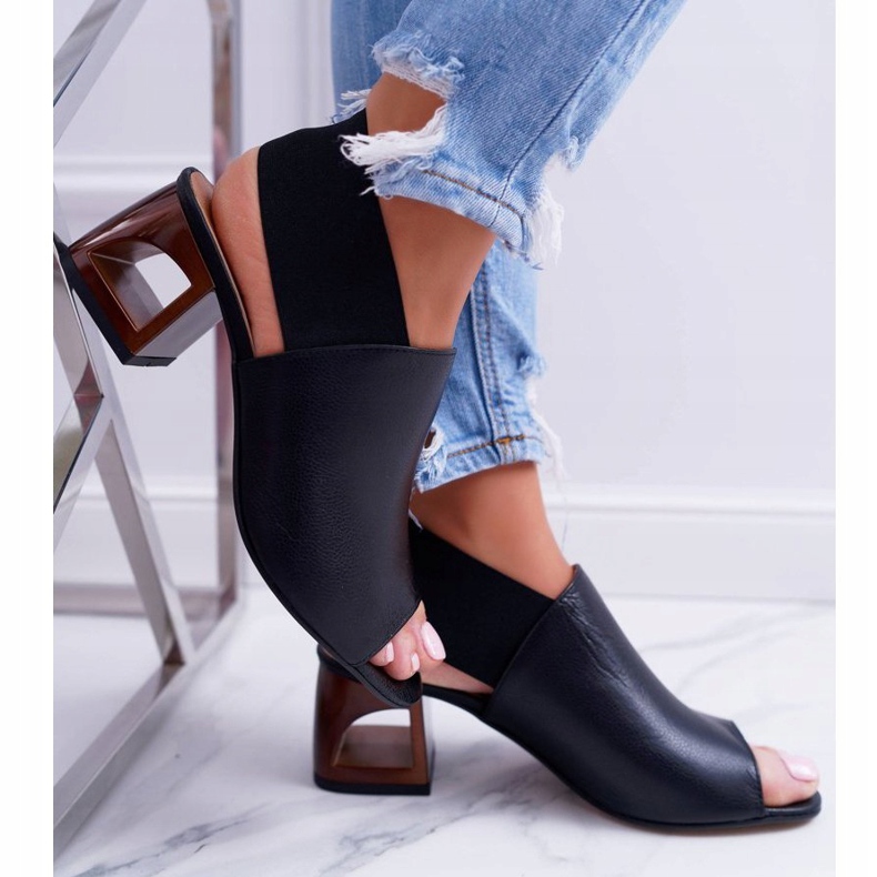 Sandales Sur A Bar Laura Messi 1919 Cuir Noir Grehno 2