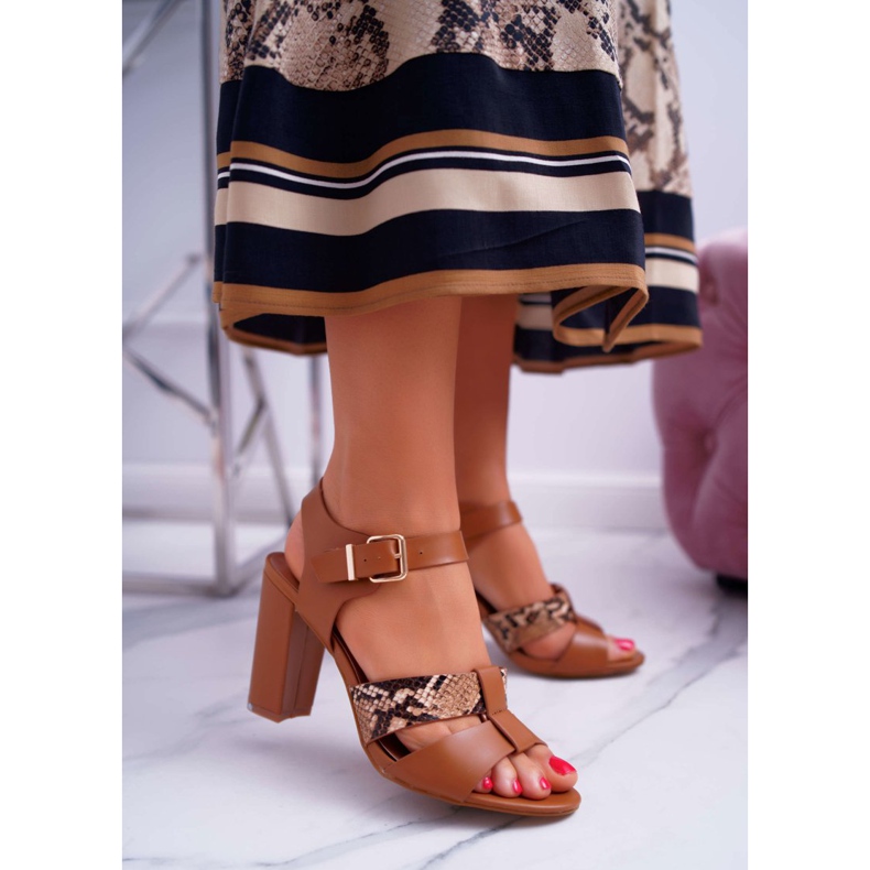 Sandales À Talons Pour Femmes Élégant Camel Stephani brun 1