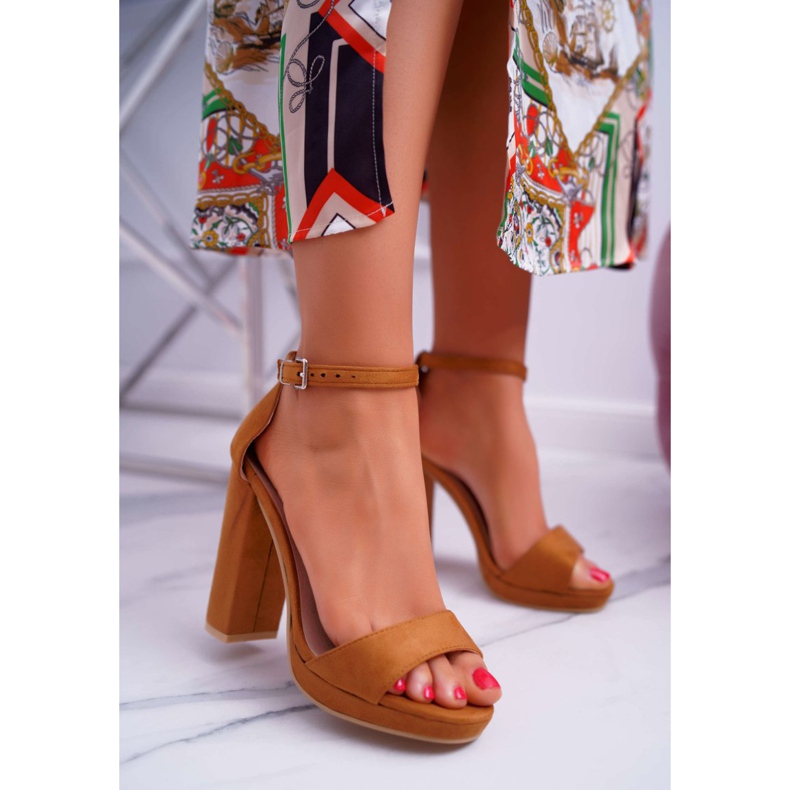 ADY Sandales À Talon Plateforme Pour Femme Camel Debora brun 2