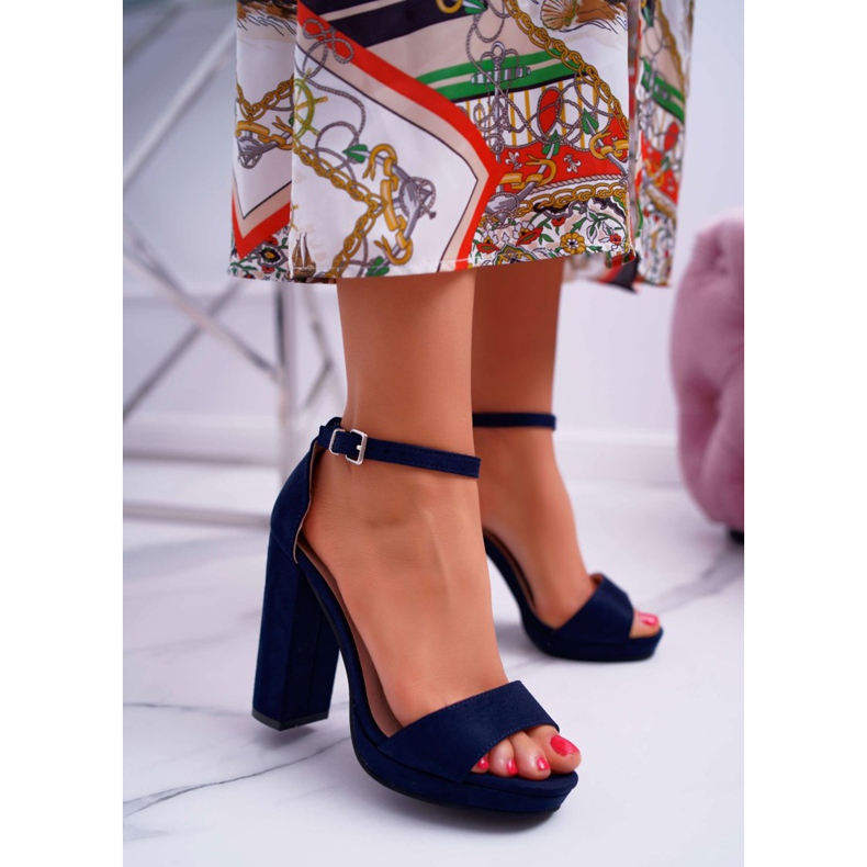 ADY Sandales Femme Bleu Marine Sur Talon Plateforme Debora 2