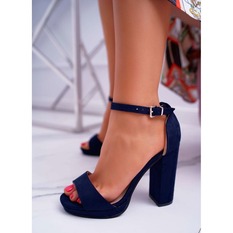 ADY Sandales Femme Bleu Marine Sur Talon Plateforme Debora 1