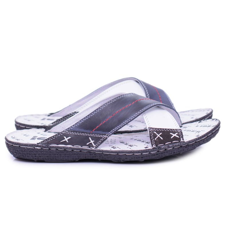 Iguana Chaussons pour hommes en cuir léger bleu marine Okay 2