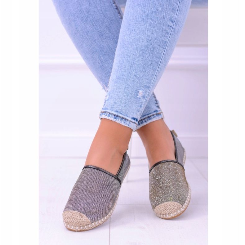 Espadrilles à enfiler Lu Boo Glitter pour femmes Miravet beige doré 1