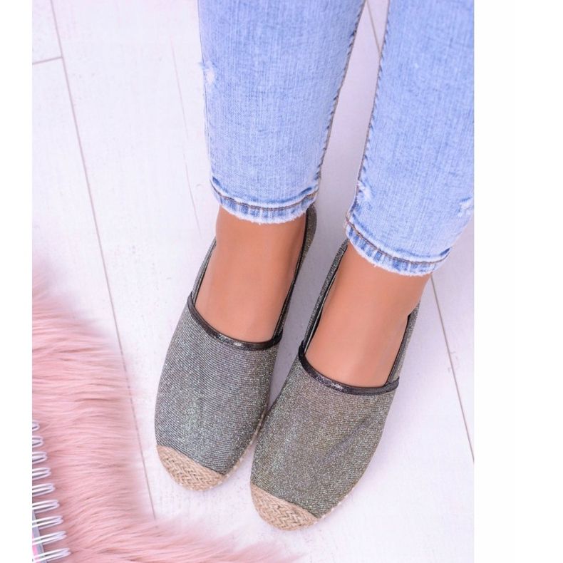 Espadrilles à enfiler Lu Boo Glitter pour femmes Miravet beige d'or 2 Espadrilles à enfiler Lu Boo Glitter pour femmes Miravet beige d'or 2