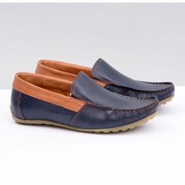Neex | Mocassins Pardon Slip-On en cuir bleu marine pour hommes 1