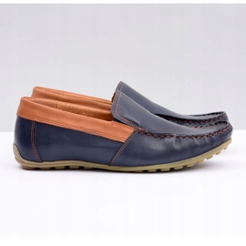 Neex | Mocassins Pardon Slip-On en cuir bleu marine pour hommes 2
