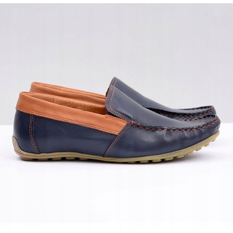 Neex | Mocassins Pardon Slip-On en cuir bleu marine pour hommes 2