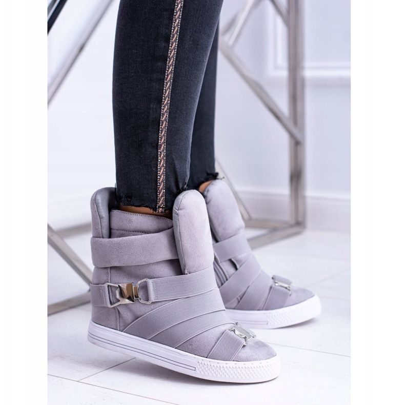 Baskets Lu Boo Femme Avec Bandes Élastiques Escarpins Gris 1