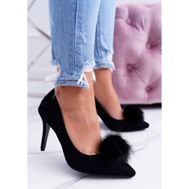 Escarpins Noirs Femme En Daim Lu Boo Pompon le noir 2