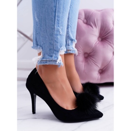 Escarpins Noirs Femme En Daim Lu Boo Pompon le noir 1