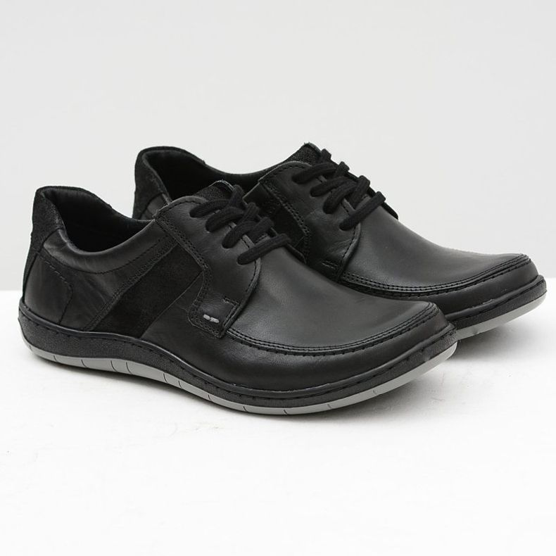 KOMODO Chaussures en cuir classiques noires pour hommes Rocco 1