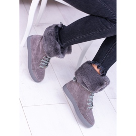 Bottines en daim grises Lu Boo Timberki avec fourrure 2