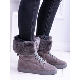 Bottines en daim grises Lu Boo Timberki avec fourrure 4