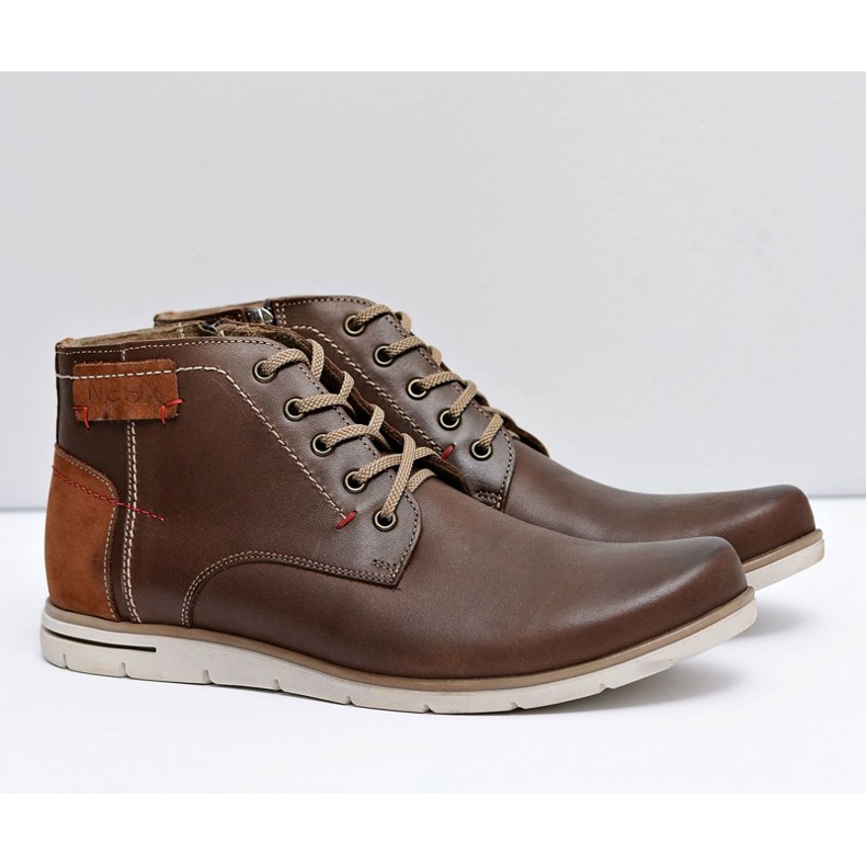 Neex Bottes en cuir chaudes pour hommes Fresco Brown brun 1