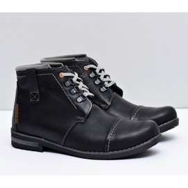 Gino Tuzzi Trappeurs en cuir pour hommes Noir Genoto 1