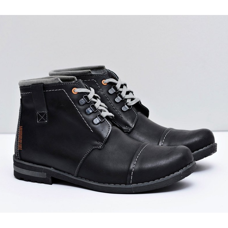 Gino Tuzzi Trappeurs en cuir pour hommes Noir Genoto 1