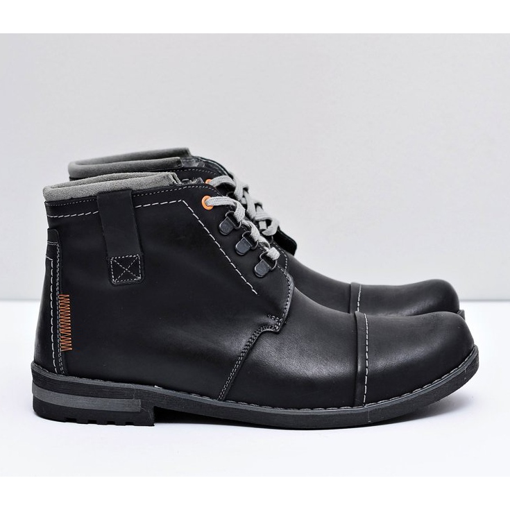 Gino Tuzzi Trappeurs en cuir pour hommes Noir Genoto 2