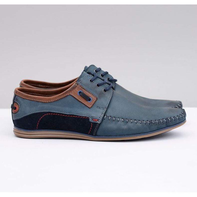 KOMODO Mocassins Homme Bleu Marine Lacets Cuir Polonais Teodoro 2
