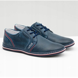 Joker Chaussures ajourées bleu marine à lacets pour hommes en cuir Markos 1 Joker Chaussures ajourées bleu marine à lacets pour hommes en cuir Markos 1