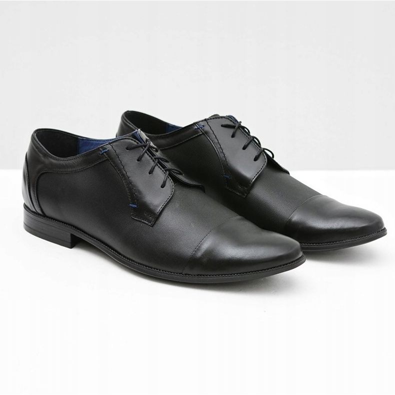 Gejms Chaussures noires formelles pour hommes en cuir Leopoldo 1