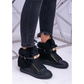 Lu Boo Bottes Noires avec Fourrure Naturelle Gisèle 1
