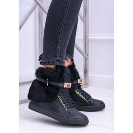 Lu Boo Bottes Noires avec Fourrure Naturelle Gisèle 2
