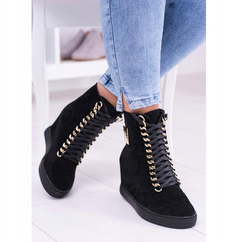 Baskets Femme Lu Boo Avec Chaînes Daim Noir Monica le noir 1