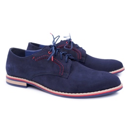 Bednarek Polish Shoes Richelieu Homme Bednarek Elegant Nubuck Cuir Bleu Marine Pietro 1