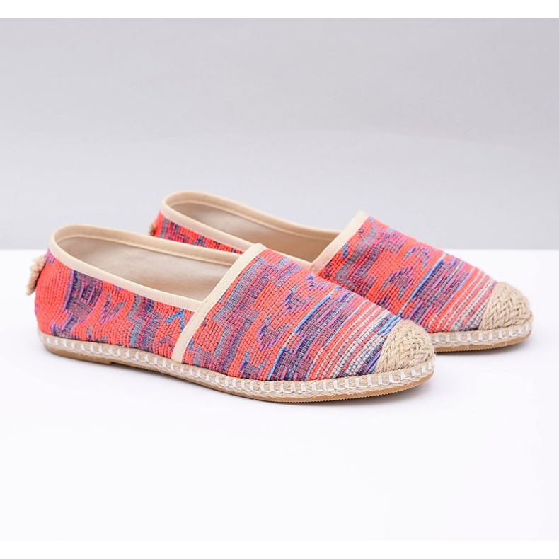 Lu Boo | Espadrilles Femme Lin Aztec Corail Bimbi rose 2