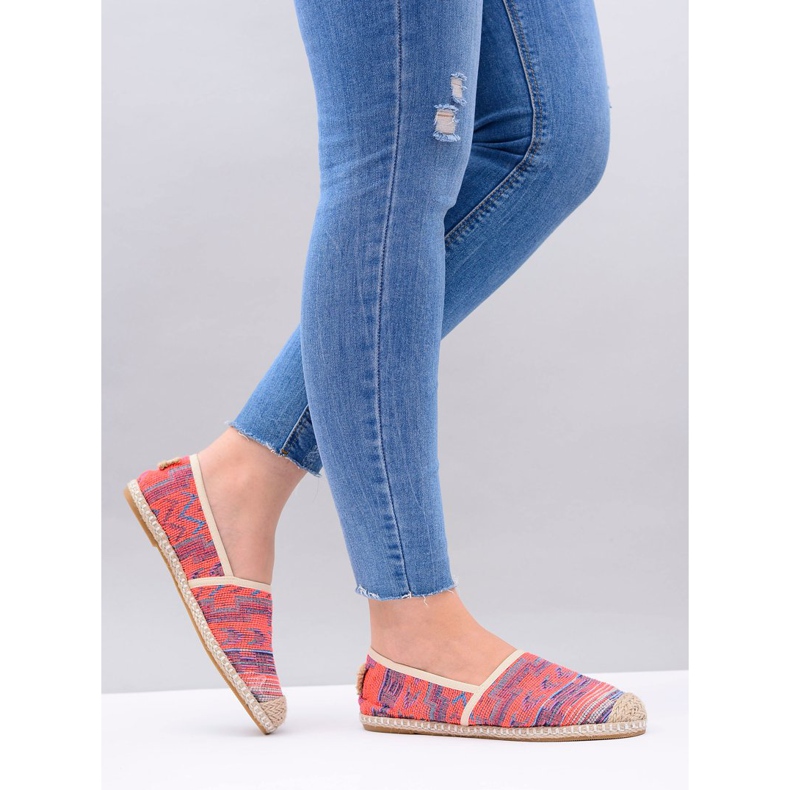 Lu Boo | Espadrilles Femme Lin Aztec Corail Bimbi rose 1