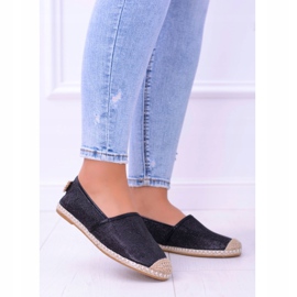 Espadrilles Lu Boo Black Glitter Slip On Miravet pour femmes le noir 2