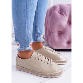 Lu Boo | Espadrilles Fées en Lin à Paillettes Dorées 1