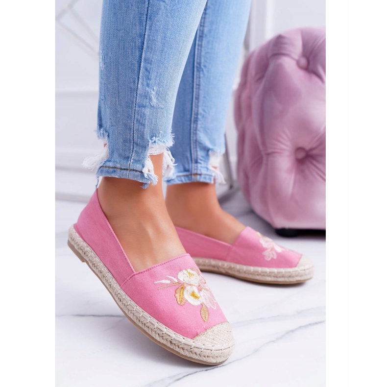 Tissu Rose Espadrilles Femme Slip On Flowers Wild 2 Tissu Rose Espadrilles Femme Slip On Flowers Wild 2