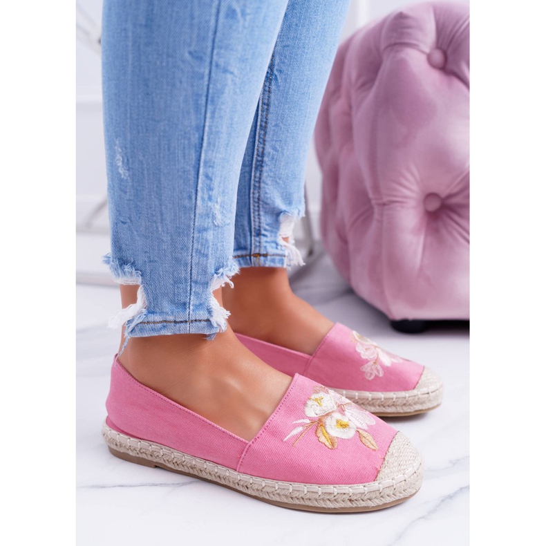 Tissu Rose Espadrilles Femme Slip On Flowers Wild 1 Tissu Rose Espadrilles Femme Slip On Flowers Wild 1