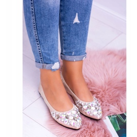 Lu Boo Golden Ballerines sur Pierres Élastiques Even d'or 2 Lu Boo Golden Ballerines sur Pierres Élastiques Even d'or 2