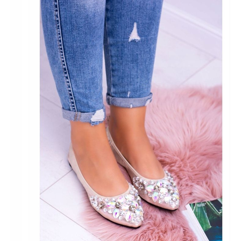 Lu Boo Golden Ballerines sur Pierres Élastiques Even d'or 2 Lu Boo Golden Ballerines sur Pierres Élastiques Even d'or 2