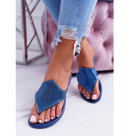 Tongs Lu Boo Caoutchouc Femme Avec Paillettes Anika bleu marine 1