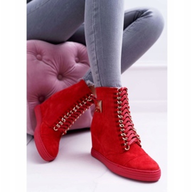 Baskets Femme Lu Boo Avec Chaînes Daim Rouge Monica 1