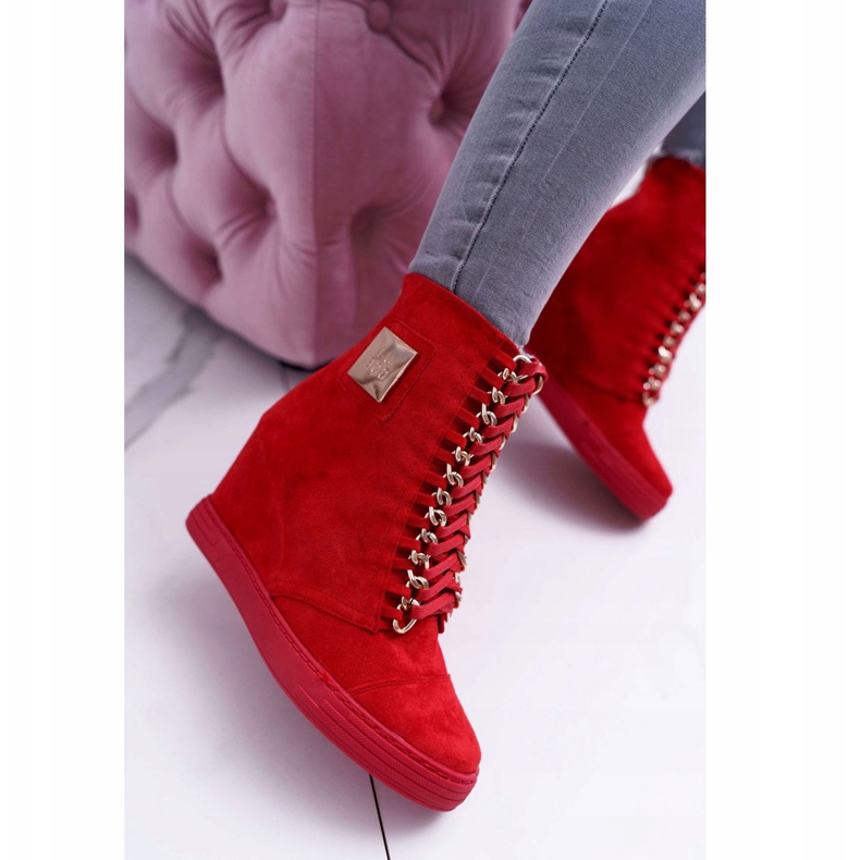 Baskets Femme Lu Boo Avec Chaînes Daim Rouge Monica 2