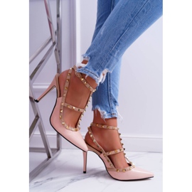 Escarpins Vices femme, Laqué Poudre avec clous Valenti Jets rose 2