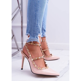 Escarpins Vices femme, Laqué Poudre avec clous Valenti Jets rose 1