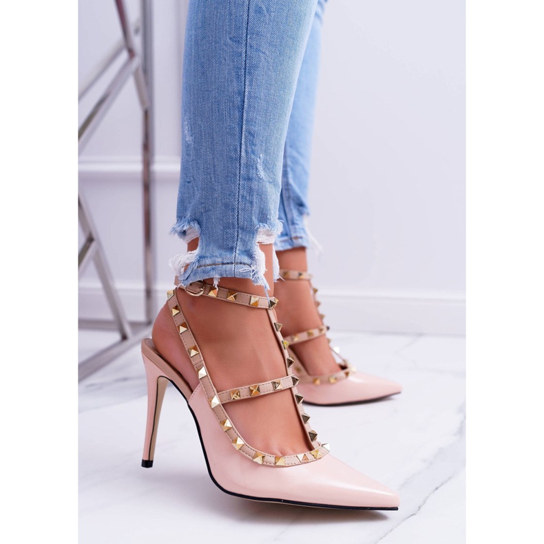 Escarpins Vices femme, Laqué Poudre avec clous Valenti Jets rose 1