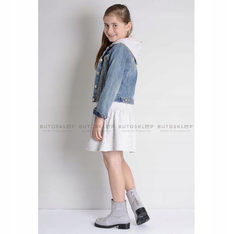 Bottines Enfant Lu Boo Grises avec Cubic Zirconia LittleCarrie 1