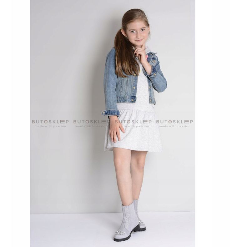 Bottines Enfant Lu Boo Grises avec Cubic Zirconia LittleCarrie 2