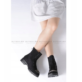 Bottines Enfant Lu Boo Noires avec Cubic Zirconia Suede LittleCarrie 2