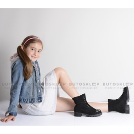 Bottines Enfant Lu Boo Noires avec Cubic Zirconia Suede LittleCarrie le noir 1