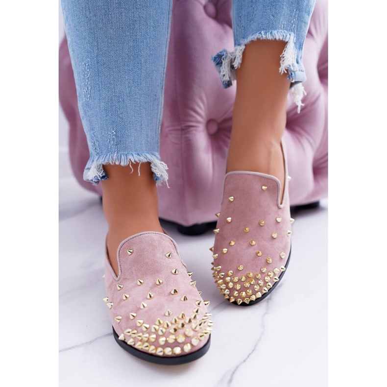 Ballerines pour femmes Lu Boo Lords en daim rose avec clous Odessa 2
