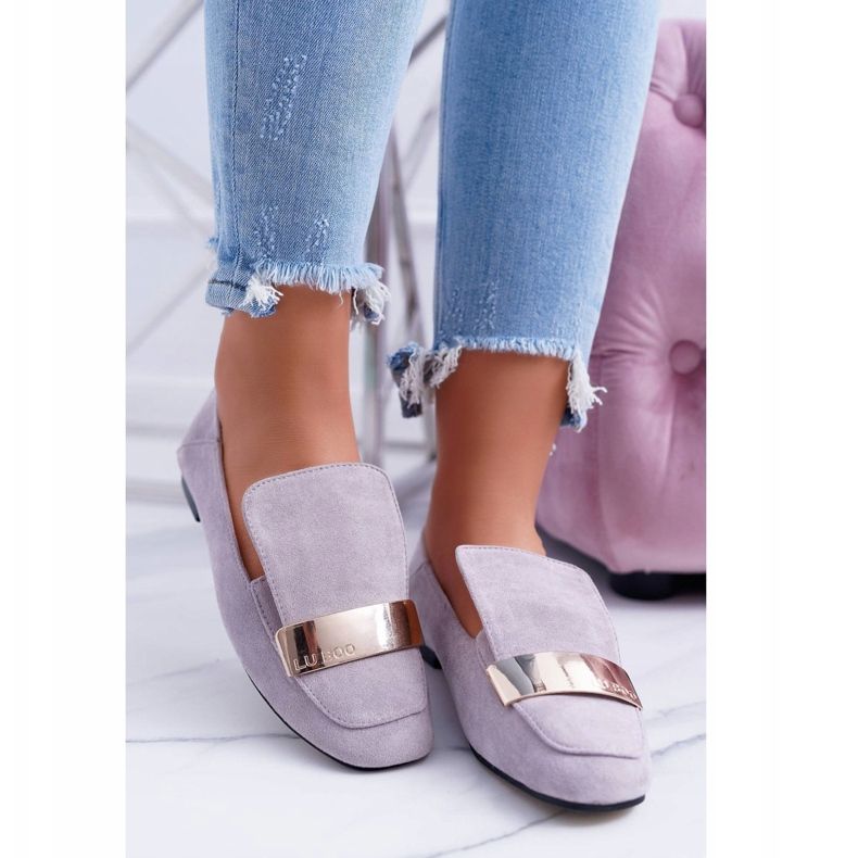 Mocassins Femme Gris Avec Une Plaque Doré Lordsy Lu Boo Harlem 1