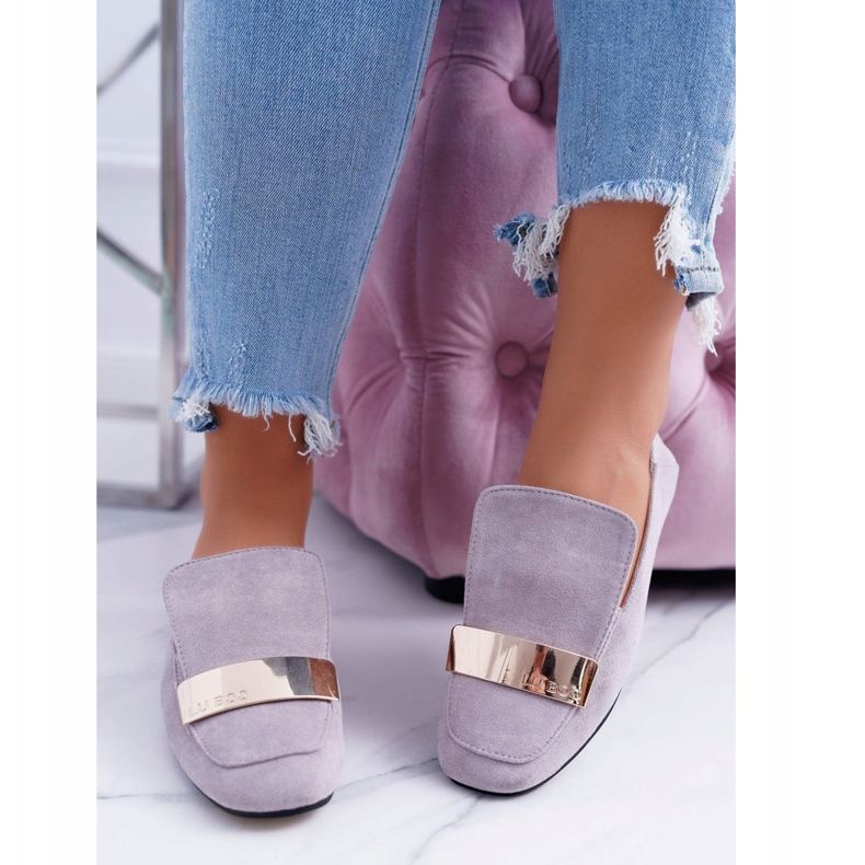 Mocassins Femme Gris Avec Une Plaque Doré Lordsy Lu Boo Harlem 2
