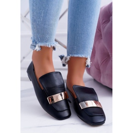 Mocassins Femme Lu Boo Grain Noir Avec Une Plaque Harlem 1